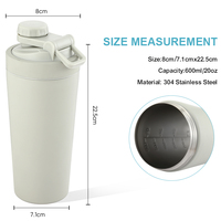 Nouveau design double paroi isolée en acier inoxydable 304 en gros protéine shaker bouteille d'eau sans bpa avec compartiments boule