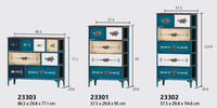 Meuble de chambre moderne pliable en tissu imprimé bleu avec tour de rangement