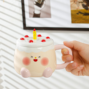 Verjaardagscadeau Cartoon Keramische Mok Luxe Cadeaudoos Huishoudelijk met Deksel Schattig Taart Baby Souvenir - Product Image 2