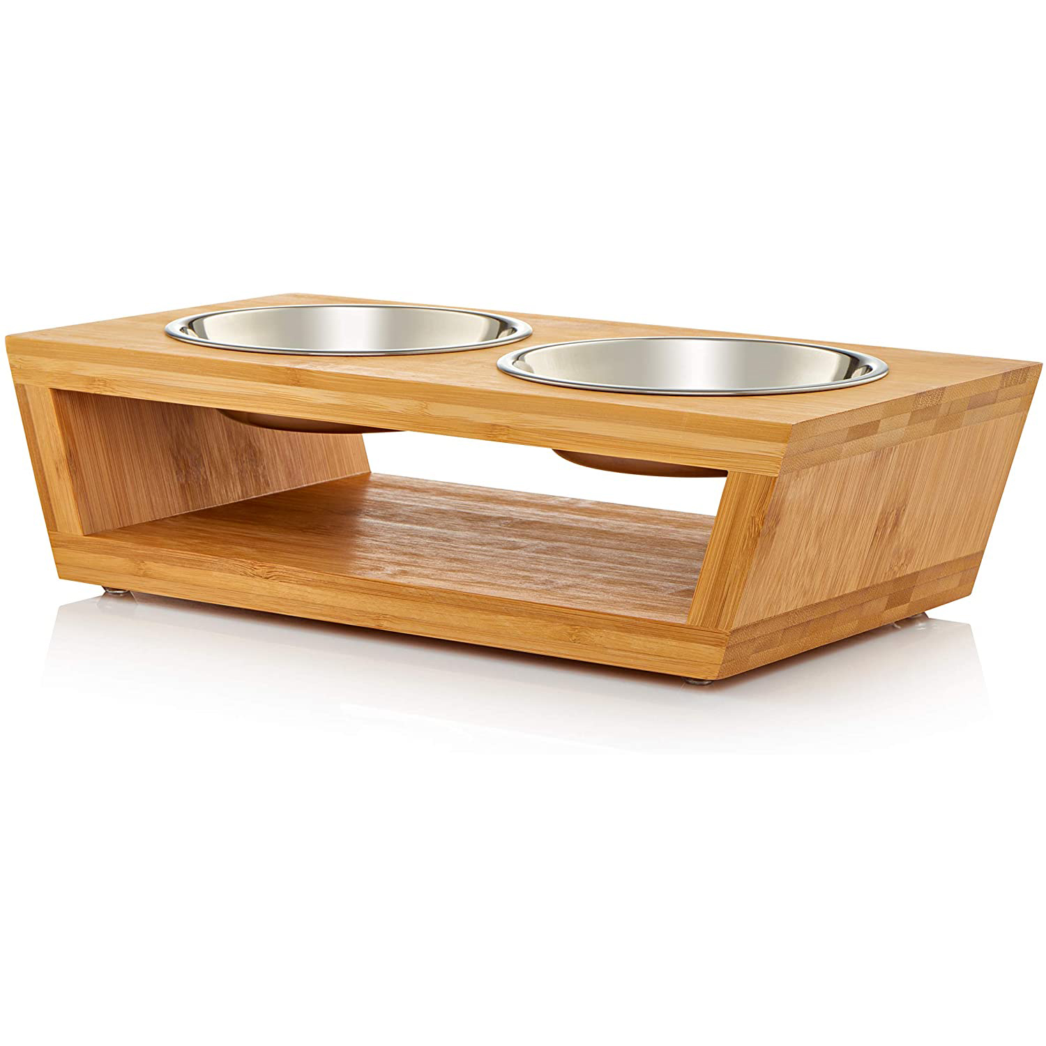 Новая бамбуковая Экологически чистая Высококачественная классическая миска для домашних животных нового дизайна Деревянная миска круглая миска из нержавеющей стали