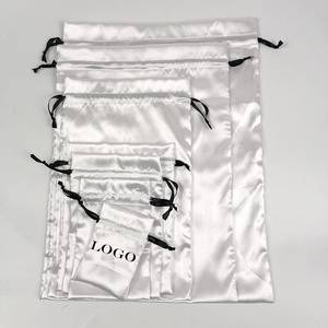 Sac d'emballage cosmétique de luxe personnalisé en satin avec cordon de serrage pour perruques, rangement anti-poussière, bijoux et sacs cadeaux en satin - Product Image 4