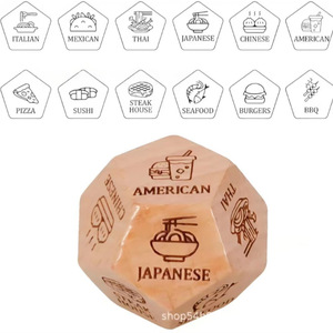 Dés de décision en bois à 12 faces pour jeu de société adulte, pour couples, soirées romantiques, Halloween, pour prendre les décisions amusantes sur la nourriture et les défis coquins - Product Image 5