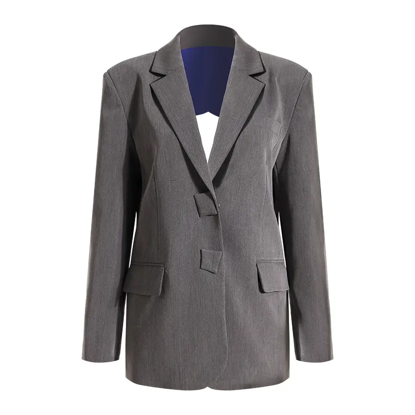 Slim fit ladies celebrities fashion Blazer Jackets Women Long Sleeve Korean designer women's grey Blazer Outerwear 3