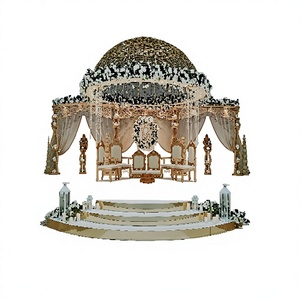 Maharani Wedding Open Wooden Mandap with Dome Grand Fusion Wedding Wooden Mandap Classy Hindu Wedding Mandap Setup USA - Product Image 1
