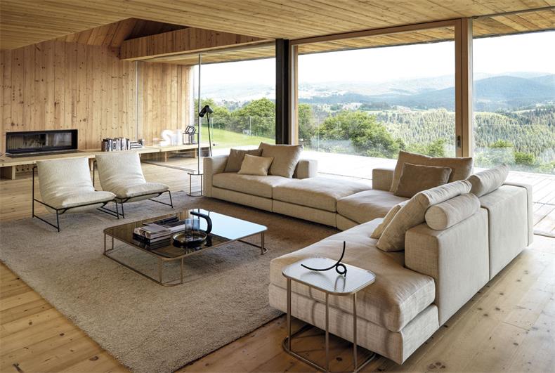 イタリアミニマリストL字型モダンファブリックセクショナル