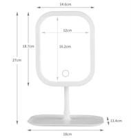 Miroir de maquillage LED avec lumière réglable, pliable, portable, miroir de bureau HD avec lumière pour la beauté et les voyages