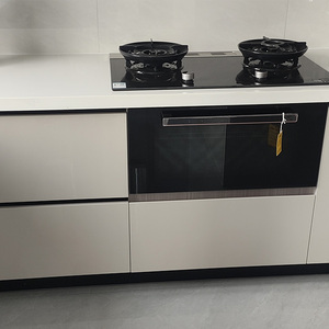 Armários de cozinha multifuncionais personalizáveis modernos com armários de armazenamento gaveta, armários de madeira maciça e bancadas de mármore - Product Image 4