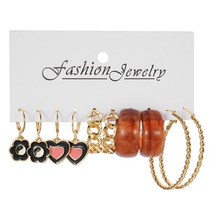 Juego de 6 <span class=keywords><strong>Pendientes</strong></span> de Aro en Forma de C, Chapados en Oro, Estilo Europeo Americano Minimalista, para Mujer, Geométricos, para Uso Diario - Product Image 2