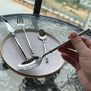Juego de Cubiertos de Acero Inoxidable con Decoración de Cuentas, Cuchillo, Tenedor, Cuchara, Cuchara de Té, Pulido Espejo, para Hogar, Banquete, Restaurante, <span class=keywords><strong>Cena</strong></span> - Product Image 6
