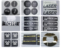Plaques métalliques vierges en aluminium brossé argenté avec motif CD, personnalisables avec logo estampé, fournies par l'usine, pour plaques nominatives de haut-parleurs en métal tendance