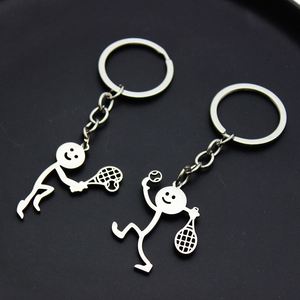 Llavero de acero inoxidable con colgante divertido de Instagram, estilo pareja de personas con palitos, para entusiastas del tenis, operado por fábrica - Product Image 1