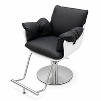Fauteuil de Barbier Moderne en Fibre de Verre avec Siège Pivotant en Acier Inoxydable et Revêtement en Cuir PU pour Salon de Coiffure - Vente en Gros à l'Export