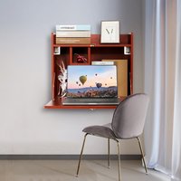 Table murale moderne 2 en 1 en bois bureau d'ordinateur flottant, étagère de rangement pliable pour station de travail peu encombrante