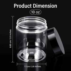 16oz 500ml Clear PET Plastic Wide Mouth Cosmetic Jar with Screw <b>Top</b> Aluminum/Plastic Lid for Skin Care Cream - Product Image 2