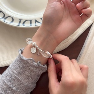 S925 Sterling Silver White Crystal <b>Bracelet</b> Elastic <b>Rope</b> Women's Jewelry Everyday Wear - Product Image 4