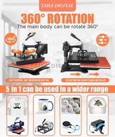 Prensa de Calor Manual Multifuncional 5 en 1 de 38*38CM para Sublimación, Impresora de Tarjetas para Camisetas, Bolsos y Cuero con Transferencia de Calor Digital