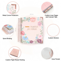 Journal de prière chrétien personnalisé en gros, format A5 B5, reliure spirale, couverture en papier, 48 feuilles, organisateur/agenda pour femmes