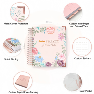 Diario <span class=keywords><strong>de</strong></span> Oración Cristiano Personalizado al por Mayor, Tapa Dura Espiralada A5 B5 para Mujeres - Product Image 5