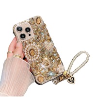 Coque de téléphone pour Apple 17/14 Pro Max - Flacon de parfum Queen - Compatible avec iPhone 15 - Silicone 16 - Chaîne de perles 14 13