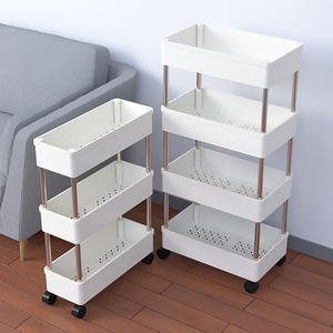 Chariot de rangement mince à 4 niveaux de haute qualité chariot utilitaire roulant de type debout avec fonction coulissante en plastique durable - Product Image 3