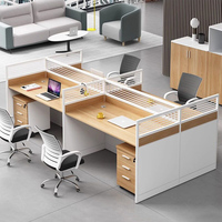Combinaison de bureaux modulaires pour 4 personnes avec chaises, poste informatique, écran de protection, design moderne et simple, 6 postes de travail manuels en MDF