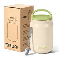 Boîte à repas isotherme en acier inoxydable à double paroi de 800 ml avec poignée confortable et couvercle pour garder les aliments frais au bureau