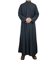 Vêtements islamiques modestes, thawb arabe, jubah, nouveau design, thobe avec poches, couleur unie, fermeture éclair avant, bouton, robe thobe pour hommes M0069