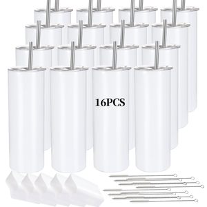 Juego de 25 Vasos Térmicos Delgados de Acero Inoxidable de 20 oz con Doble Pared, Tapa y Popote, Regalos Empresariales, Caja de Regalo para Sublimación, 6-12H - Product Image 1