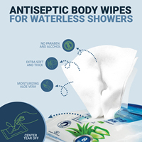 Lingettes de Bain Jetables Sans Eau et Sans Rinçage pour Adultes, Marque Privée, Micro-Ondables, avec Extrait d'Aloe Vera, 12 Paquets (96 Unités)