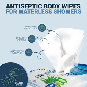 Toallitas Húmedas Desechables para Baño sin Agua, Aptas para Microondas, de Marca Blanca para Adultos, con Extracto de Aloe, 12 Paquetes (96 Unidades) - Product Image 3
