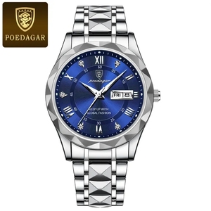 POEDAGAR 615 Montre de Luxe pour Homme à Quartz Étanche avec Date, Jour et Luminescence, Montre-Bracelet en <span class=keywords><strong>Acier</strong></span> Inoxydable pour Hommes, Horloge Masculine, Reloj - Product Image 6