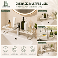 Support de rangement vertical en métal pour robinet avec 3 étagères, miroir de comptoir de salle de bain moderne pliable, organisateur de cosmétiques multifonctionnel
