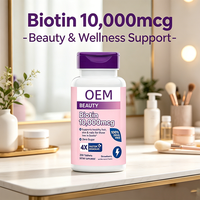 Complément Alimentaire OEM Biotine 10000mcg à Dissolution Rapide Sans Sucre Saveur Fraise 250 Comprimés pour Femmes Enceintes et Croissance des Ongles