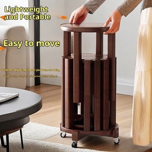 Ensemble de tabourets gigognes 4 pièces avec roues Tabourets légers et empilables pour l'intérieur et l'extérieur comme table d'appoint ou <span class=keywords><strong>chaise</strong></span> de salle à manger - Product Image 1