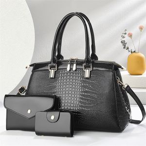 Luxury Gold Color Tote Bag Purse Set 3PCS Woman Leather Handbags for Wedding Party Birthday - Product Image 5