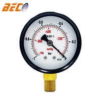 Beco 60mm Black Steel case -1bar -760mmhg Bourdon Tube Water Pressure Gauge Manometers
