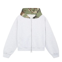 Fabricant de vêtements Streetwear personnalisé 100% coton capuche Patchwork motif Camouflage hommes sweat à capuche court