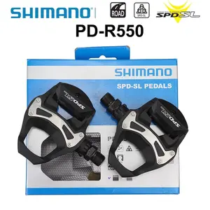 Pédales de vélo de route SHIMANO PD R550 SPD-SL, pédales autobloquantes unilatérales avec crampons SM-SH11, pièces d'origine Shimano - Product Image 5