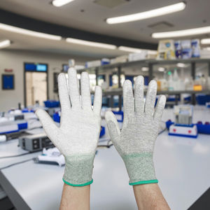 Устойчивые антистатические перчатки с покрытием для пальцев, проводящие кончики пальцев из углеродного волокна для точной сборки электроники и использования в чистом помещении - Product Image 1