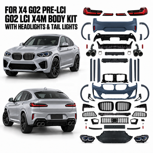 Kit de Carrocería Estilo LCI <span class=keywords><strong>2022</strong></span> para BMW <span class=keywords><strong>X4</strong></span> G02 2018-2021, Actualización al Estilo X3M X4M F98, Parachoques Delantero y Trasero con Conjunto de Faros LED - Product Image 1