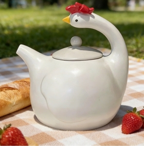 Théière en céramique en forme de poulet, mignonne et décorative, idéale pour la vente en gros et comme cadeau - Product Image 5