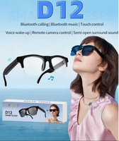 Gafas Inteligentes D12 de Moda con Traducción por IA, Llamadas Inalámbricas BT, Conexión a APP, Sin Pantalla, Reproductor de Música, Auriculares