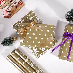 Rouleau de papier d'art en tissu jaune de Noël 80g en gros de haute qualité 43*300cm papier d'emballage d'emballage cadeau de luxe personnalisé - Product Image 1