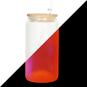 New Arrival Glow trong Dark tím và đỏ thăng hoa trống 16oz <span class=keywords><strong>Libby</strong></span> cup Glass Jar với nắp Tre và rơm - Product Image 6