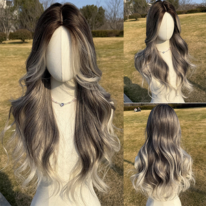 <span class=keywords><strong>Parrucca</strong></span> di moda da <span class=keywords><strong>donna</strong></span> con gradiente grigio e ondulata SMILCO <span class=keywords><strong>parrucca</strong></span> Cosplay a onda profonda con Lace-SM1623 trasparente - Product Image 5