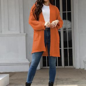 Cardigan Lungo in Maglia Tinta Unita Stile Coreano Nuovo <span class=keywords><strong>Autunno</strong></span> <span class=keywords><strong>Inverno</strong></span> per Donne Europee e Americane - Product Image 3