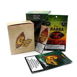 Bas quantité minimale de commande Impression Personnalisée Logo Grabba Présentoir Holographique Fermeture Éclair Sachet Emballages Boîtes d'emballage de tabac avec sacs