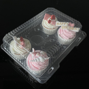 6 Count Transparent Plastic Hinged Clamshell Packaging <strong>Box</strong> For Cookies Desserts Pastry Muffins <strong>Cupcakes</strong> For Food Embossed Print - Product Image 5