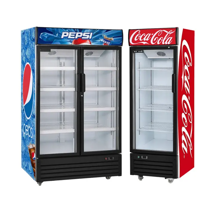 Dispositivo di raffreddamento della bevanda del minimarket del dispositivo di raffreddamento dell'esposizione del frigorifero della bevanda della doppia porta
