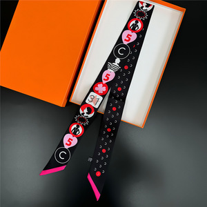 Écharpe de luxe en <span class=keywords><strong>soie</strong></span> sergé <span class=keywords><strong>100</strong></span> % <span class=keywords><strong>soie</strong></span> de haute qualité pour <span class=keywords><strong>femme</strong></span>, rubans en polyester, <span class=keywords><strong>foulard</strong></span> de créateur pour le cou, foulards personnalisés pour sacs à main pour <span class=keywords><strong>femme</strong></span> - Product Image 5